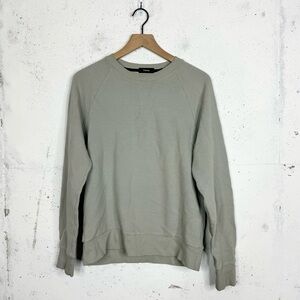 Theory Raglan Gray Sweatshirt Larimar Organic Cotton Sweater